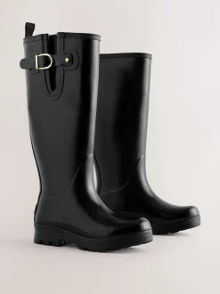 Next Vernies noires - Bottes de pluie hauteur genou doublées de fausse fourrure haut de gamme Online