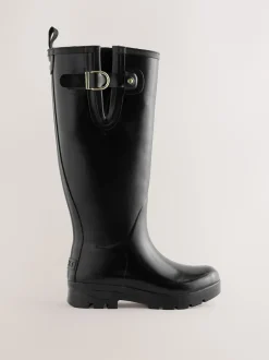 Next Vernies noires - Bottes de pluie hauteur genou doublées de fausse fourrure haut de gamme Online