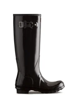 Hunter Vernies noires - Wellies Original Grand pour femmes Discount