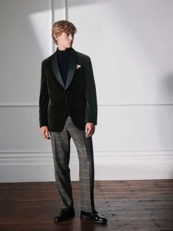 Next Vert - Ajustement régulier - Blazer Signature Pontoglio en velours italien avec revers châle Online