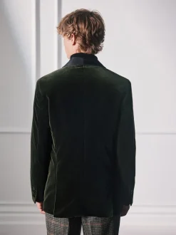 Next Vert - Ajustement régulier - Blazer Signature Pontoglio en velours italien avec revers châle Online