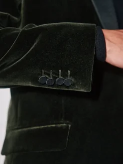 Next Vert - Ajustement régulier - Blazer Signature Pontoglio en velours italien avec revers châle Online