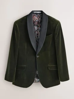 Next Vert - Ajustement régulier - Blazer Signature Pontoglio en velours italien avec revers châle Online