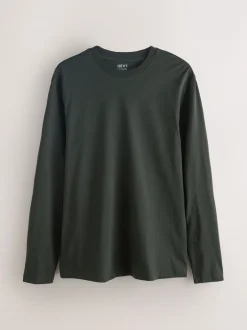 Next - Ajustement régulier - T-shirt à manches longues de cou d'équipage Vert Discount