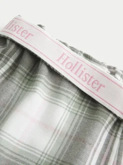 Hollister Vert - Bas de pyjama à carreaux en flanelle avec ceinture à logo Sale