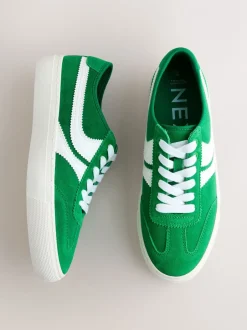 Next Vert - Baskets à lacets Forever Comfort® en daim à rayures latérales Online