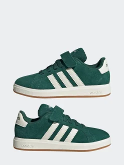 adidas - Baskets Grand Court 00s en daim à lacets élastiques pour enfant Vert Online