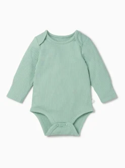 Mori Vert - Body côtelé extensible à manches longues et encolure Discount