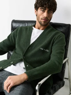 Next Vert - Cardigan Coupe classique à motif Poitrine Brodé Best