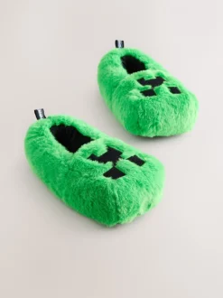 Next Vert - Chaussons Minecraft duveteux Creeper Outlet