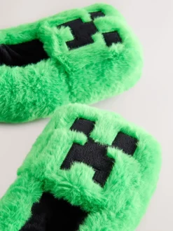 Next Vert - Chaussons Minecraft duveteux Creeper Outlet
