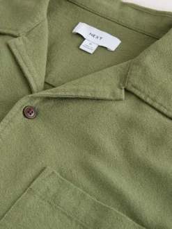 Next Vert - Chemise à manches courtes à imprimé japonais brodé à Texture