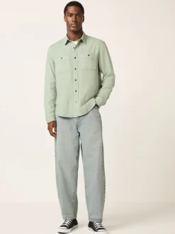 Next Vert - Chemise à manches longues texturée à deux poches Coupe classique Sale