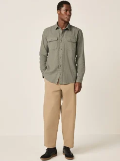 Next Vert - Chemise Coupe classique texturée à manches longues gaufrée Discount