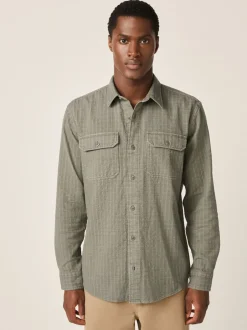 Next Vert - Chemise Coupe classique texturée à manches longues gaufrée Discount