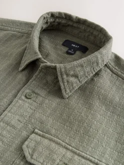 Next Vert - Chemise Coupe classique texturée à manches longues gaufrée Discount