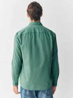 Next Vert - Chemise Oxford teintée en pièce à manches longues Discount