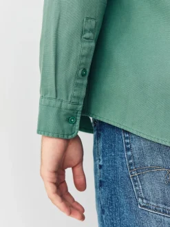 Next Vert - Chemise Oxford teintée en pièce à manches longues Discount