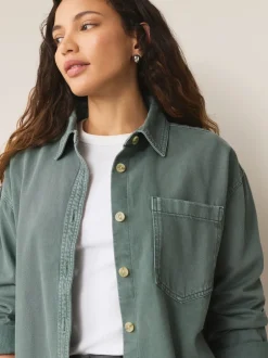 Next - Chemises oversize en Denim Vert