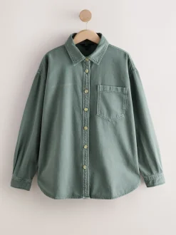 Next - Chemises oversize en Denim Vert