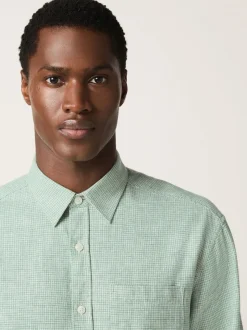 Next Vert - Col Classique - Chemises longues Blend de lin de coton Discount