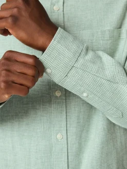 Next Vert - Col Classique - Chemises longues Blend de lin de coton Discount