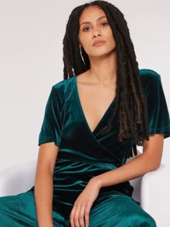 Apricot Vert - Combinaison en velours à manches ange Discount