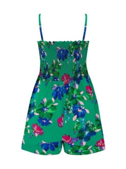 Pour Moi Vert - Combinaison de plage tissée avec corsage froncé sans bretelles Clearance