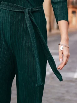 Sosandar Vert - Combinaison plissée enveloppante sur le devant Sale