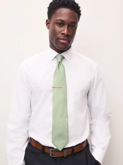 Next - Cravate texturée avec pince à cravate vert Sale
