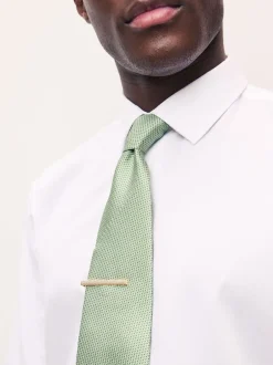 Next - Cravate texturée avec pince à cravate vert Sale