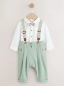 Next vert - Ensemble pantalon-chemise et bretelles bébé 3 pièces (0mois-2ans) Sale