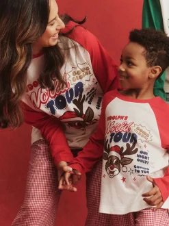 Cotton On Vert - Ensemble pyjama à manches longues en coton sur adulte assorti pour la famille Noël Hot