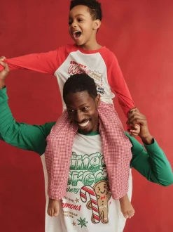 Cotton On Vert - Ensemble pyjama à manches longues en coton sur adulte assorti pour la famille Noël Hot