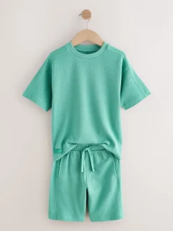 Next Vert - Ensemble t-shirt et short texturé Manchester Courts (3-16ans) New