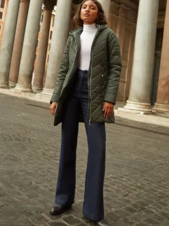 Friends Like These Vert - Veste mi-longue matelassée Clearance