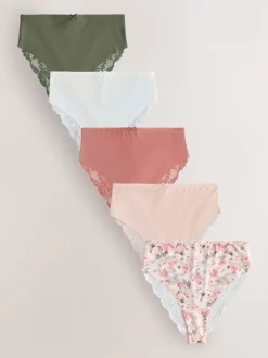 Next vert - No VPL Lace Back Briefs 5 Pack Jambe haute taille haute