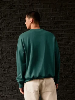 Next Vert - Oversize - Sweat-shirt épais à Col rond riche en coton