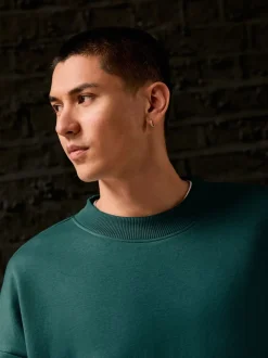 Next Vert - Oversize - Sweat-shirt épais à Col rond riche en coton