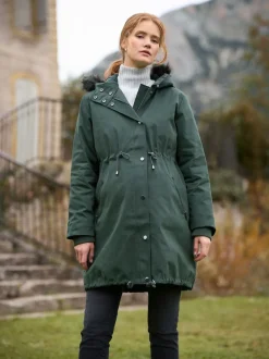 Seraphine Vert - Parka de Grossesse et de portage Premium Sub-Zero rembourrée en duvet 3en1 Clearance