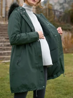 Seraphine Vert - Parka de Grossesse et de portage Premium Sub-Zero rembourrée en duvet 3en1 Clearance