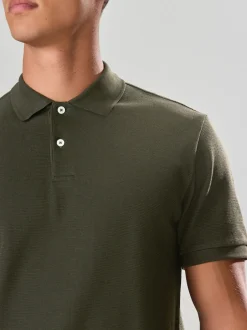 Next - Polos texturé Coupe classique Vert Sale