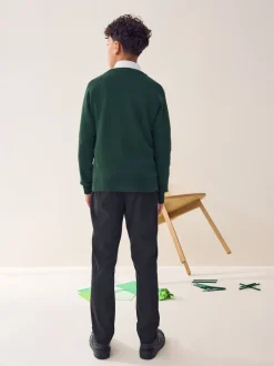 Next - Pull scolaire tricoté à col en V (3-16ans) Vert Sale