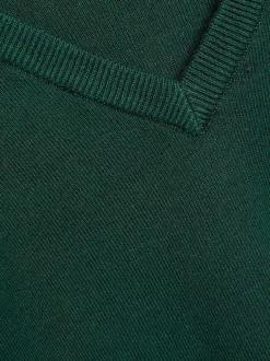 Next - Pull scolaire tricoté à col en V (3-16ans) Vert Sale