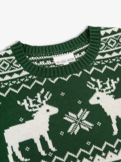 The Little Tailor Vert - Pull à motif jacquard et renne de Noël Best