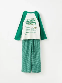 Cotton On Vert - Pyjama de Noël en coton à manches longues à manches longues pour enfant assorti