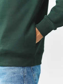 Next - Quart de zip - Sweat-shirt en jersey riche en coton Vert New