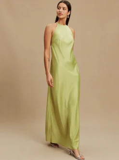 Next Vert - Robe longue de demoiselle d'honneur en satin à dos nu Sale