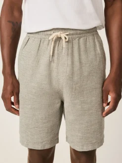 Next Vert - Shorts en Lin Mélange à taille élastique