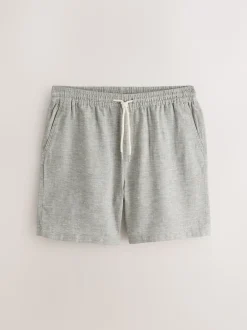 Next Vert - Shorts en Lin Mélange à taille élastique